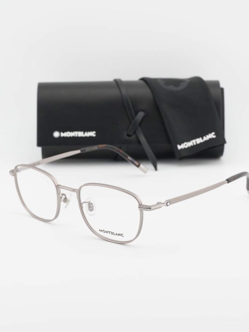 Montblanc MB0134O 002 Square Eyeglasses – Light Ruthenium 52mm